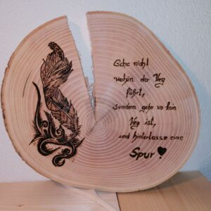 Holztafel mit Inschrift - Handarbeit, gebrannt
