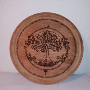 Holzteller mit Motiv - Handarbeit, gebrannt
